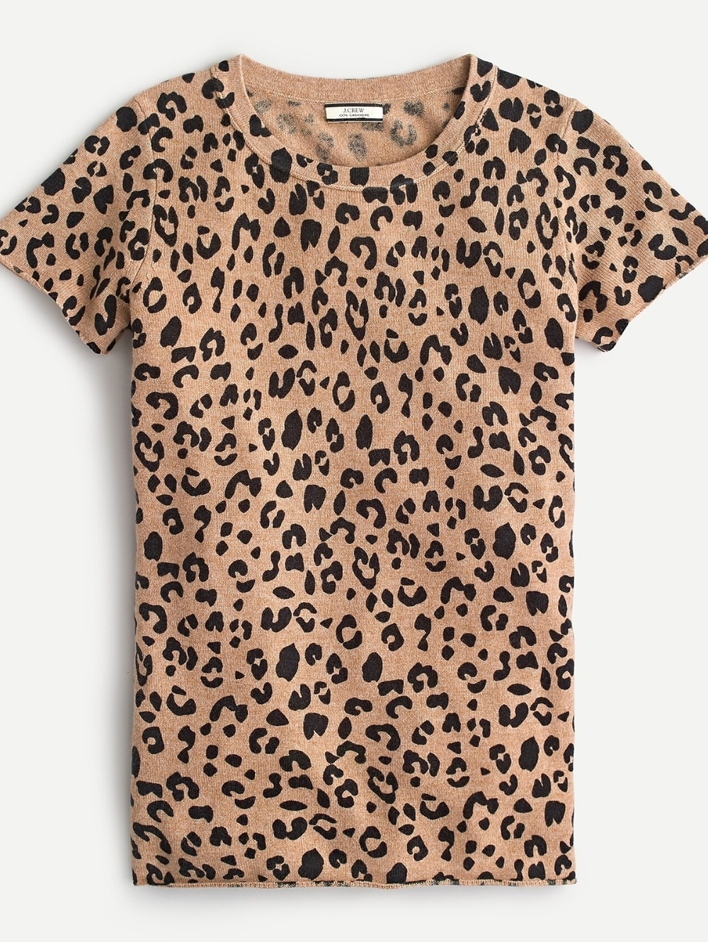 NWT J. Crew Short-Sleeve Cashmere T-shirt in Leopard